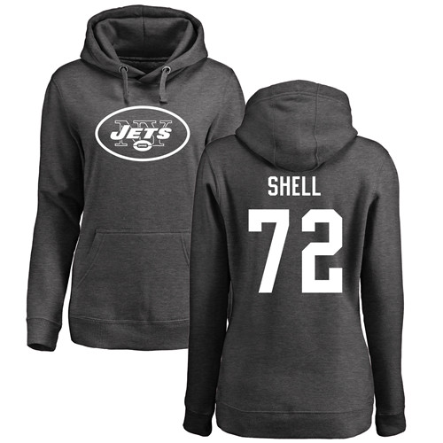 New York Jets Ash Women Brandon Shell One Color NFL Football 72 Pullover Hoodie Sweatshirts